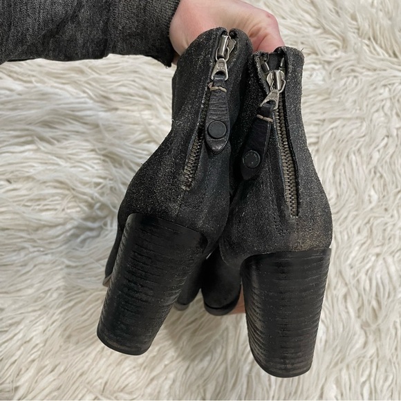 RAG & BONE Black Coated Waxy Newbury Suede Heeled Ankle Boots EUC Size 37.5 - Picture 4 of 7